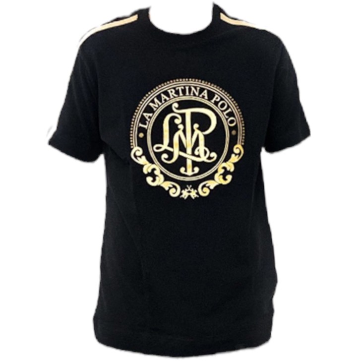 La Martina T-shirt da Uomo Nera Maxi logo a contrasto