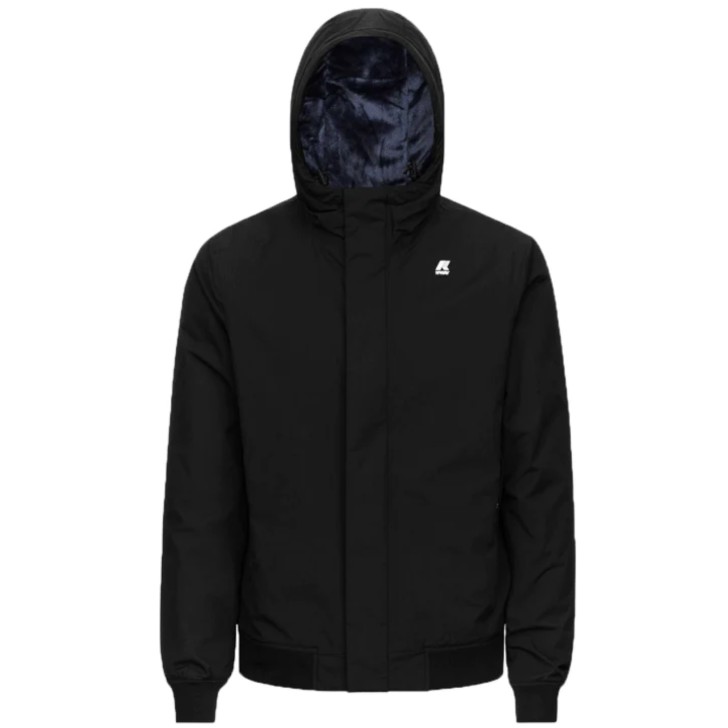 K-Way Giubbotto JUSTIN RIPSTOP MARMOTTA Nera con cappuccio