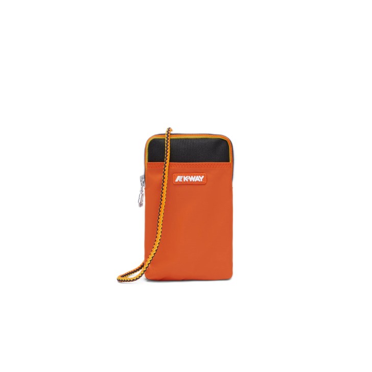 K-way porta cellulare arancione con logo nella parte anteriore