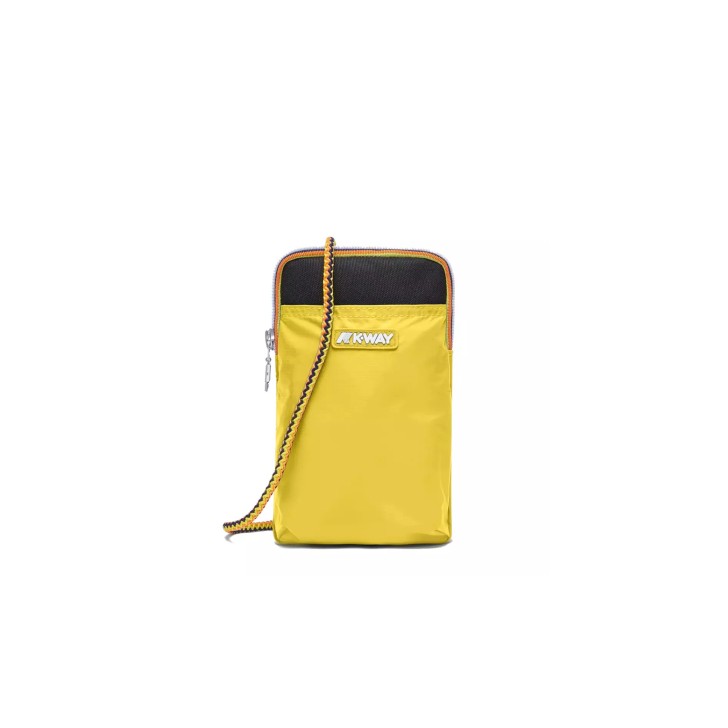 K-way porta cellulare giallo con logo nella parte anteriore
