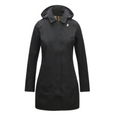 K-way giubbotto nero da donna lungo con cappuccio 