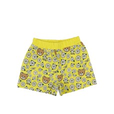 Moschino pantaloncino in cotone giallo con stampa Floreale e Teddy All Over