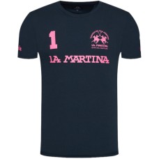 La Martina T-shirt da Uomo Blu Logo a contrasto TMR309JS206B7338