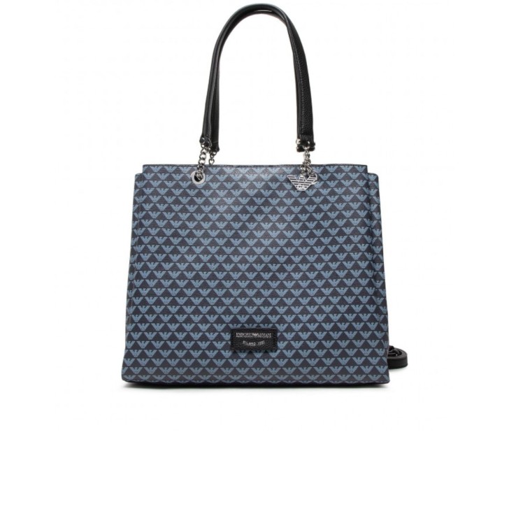 Emporio Armani Borsa a spalla Blu con Stampa Monogram Eagle All Over e tracolla regolabile, estraibile