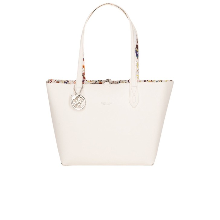 Piero Guidi borsa a spalla bianca reversibile con stampa magic circus