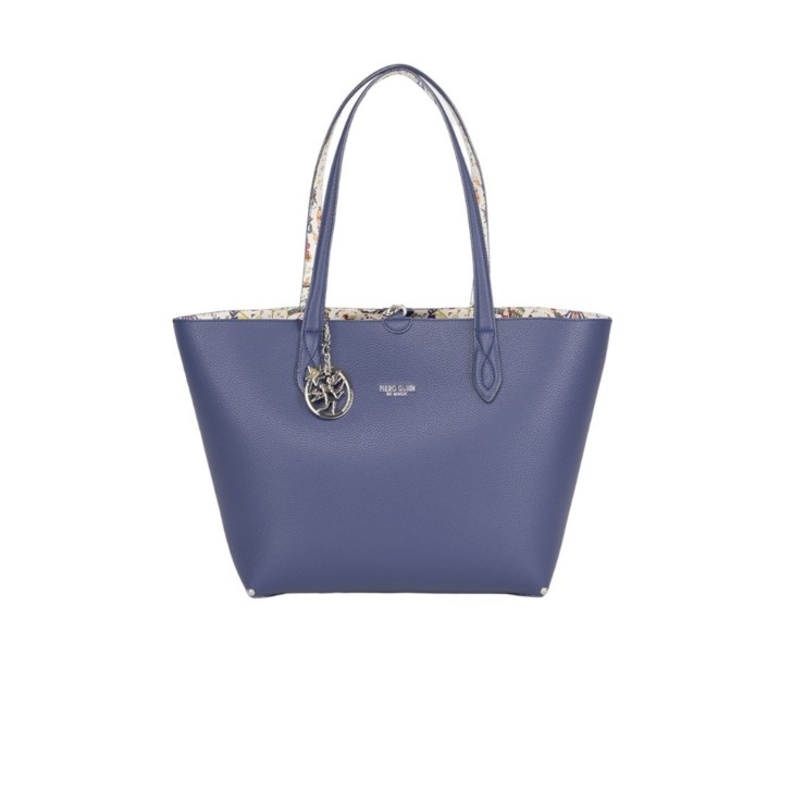 Piero Guidi borsa a spalla blu reversibile con stampa magic circus 