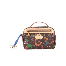 Piero Guidi borsa marrone con stampa magic circus