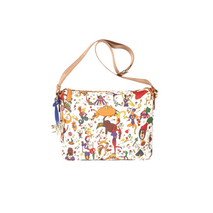 Piero Guidi Borsa a tracolla in stampa Magic Circus bianco 
