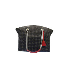 Pollini BORSA HERITAGE NERA CON MANICI IN PELLE E CATENA DORATA 