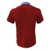 Harmont&Blaine Polo rossa a manica corta in cotone con collo in camicia a fantasia azzurro e logo bassotto ricamato