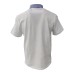 Harmont&Blaine Polo Bianca a manica corta in cotone con collo azzurro a camicia e logo bassotto ricamato azzurro