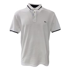 Harmont&Blaine Polo bianca a manica corta in cotone con logo bassotto 