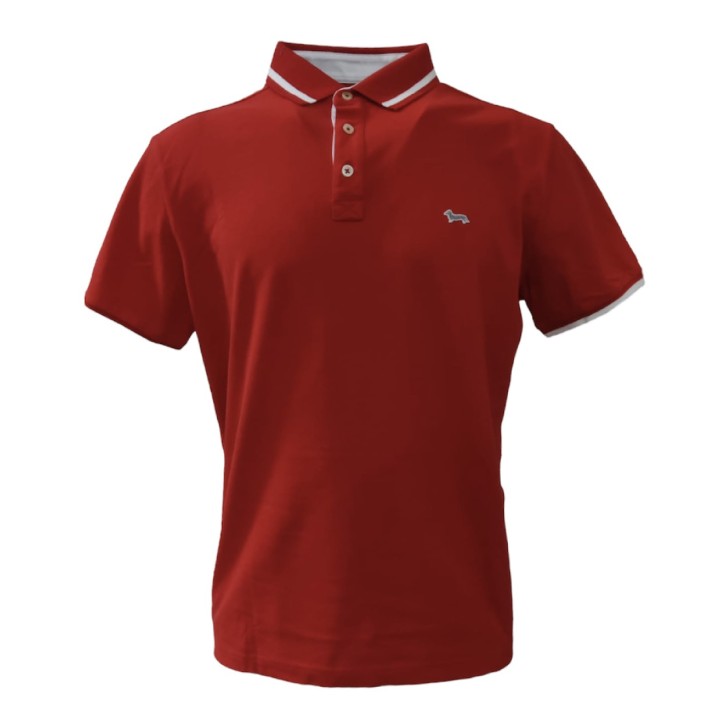 Harmont&Blaine Polo Rossa a manica corta in cotone con logo bassotto