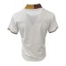 Harmont&Blaine Polo a manica corta in cotone Bianca con collo bicolore in fantasia e logo Bassotto ricamato marrone