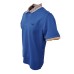 Harmont&Blaine Polo a manica corta in cotone Blu con collo in fantasia e logo Bassotto ricamato marrone