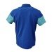 Harmont&Blaine Polo azzurra a manica corta con inserti e maniche a contrasto e logo bassotto ricamato bianco