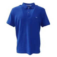 Harmont&Blaine Polo Azzurra in cotone a manica corta con logo bassotto ricamato azzurro 