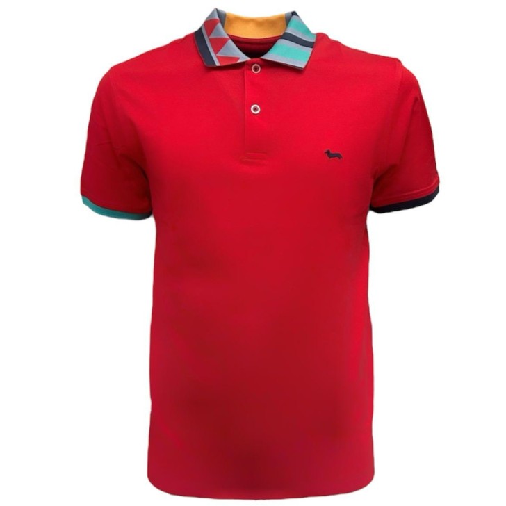 HARMONT&BLAINE POLO ROSSA DA UOMO CON COLLETTO CON FANTASIA 