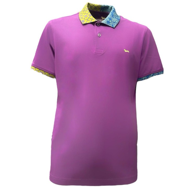 HARMONT&BLAINE POLO VIOLA DA UOMO CON COLLETTO CON STAMPA 