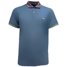 HARMONT&BLAINE POLO AZZURRA DA UOMO CON COLLETTO CON FANTASIA 