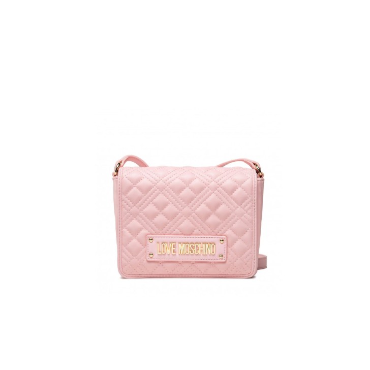 Love Moschino Borsa rosa trapuntata con tracolla regolabile