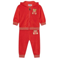 MOSCHINO COMPLETO UNISEX FELPA CON ZIP E PANTALONE POPPY RED