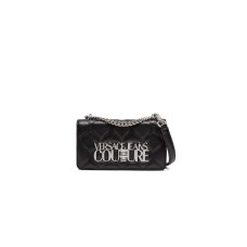 Versace Jeans Couture Borsa Nera a tracolla con logo in metallo color argento