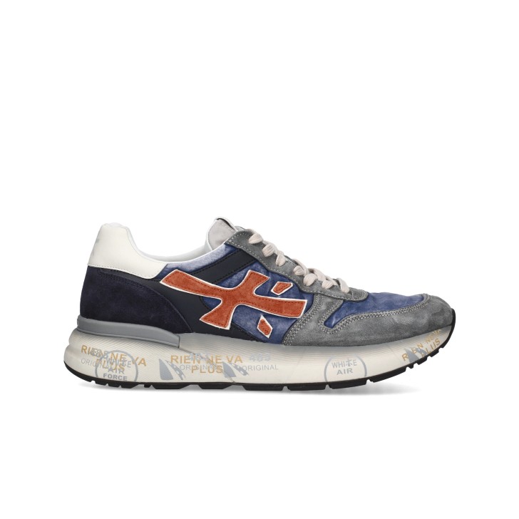 PREMIATA MICK_7215 SNEAKER IN SUEDE GREY E NYLON BLUE