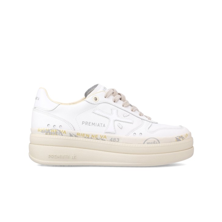 PREMIATA MICOL_6788 SNEAKER PLATFORM IN LEATHER WHITE