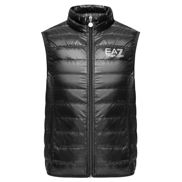 Ea7 Emporio Armani gilet nero con logo argento da Uomo 