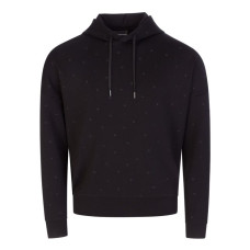 Emporio Armani Felpa con cappuccio in double jersey nera con micro eagle All Over