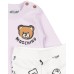 MOSCHINO COMPLETO T-SHIRT E PANTALONE IN COTONE ORGANICO CON STAMPA LOGO E TEDDY BEAR