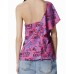 Versace Jeans Couture Top Fucsia da Donna con stampa Logo Couture all over