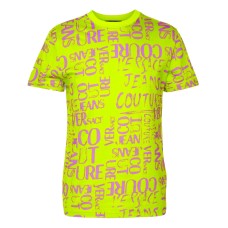 Versace Jeans Couture T-shirt da Uomo Verde con Logo Couture all over