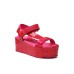 Versace Jeans Couture Sandali da Donna Fucsia con stampa Logo Couture all over
