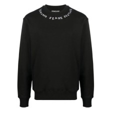 Versace Jeans Couture Felpa da Uomo nera, logo lettering a contrasto di colore bianco