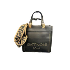 Gattinoni Roma borsa a mano nera con Maxi logo nella parte anteriore
