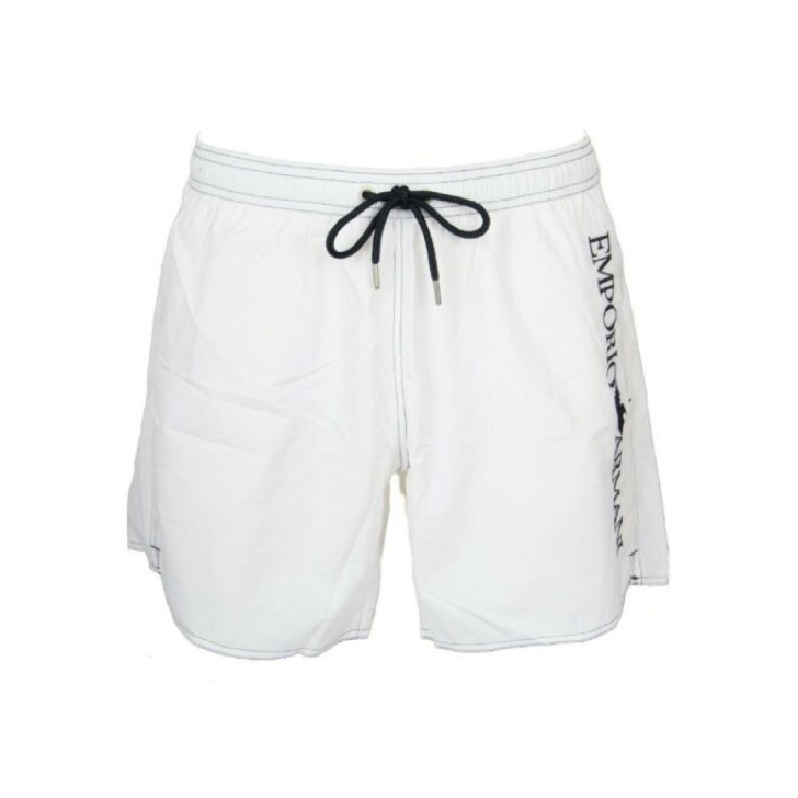 Emporio Armani Swimwear Costume boxer Bianco con logo ricamato Emporio Armani