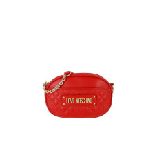 Love Moschino borsa ovale trapuntata rossa con tracolla a catena regolabile con salvaspalla