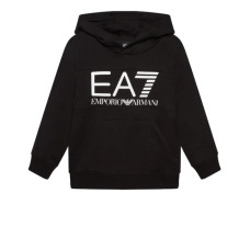 EA7 Emporio Armani Felpa nera da Bambino con logo a contrasto 
