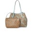 Guess Borsa a spalla Large Marrone con stampa logo Azzurro All Over e maxi pochette interna estraibile