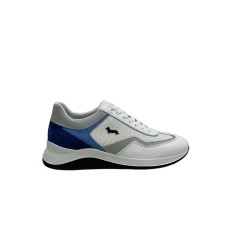 Harmont&Blaine Sneakers da Uomo Bianca in Pelle con inserti azzurri e blu 