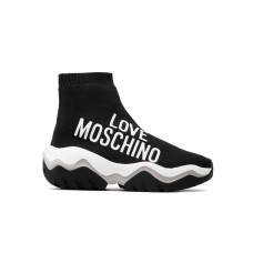Love Moschino Sneakers nera a calza con logo laterale lettering stampato