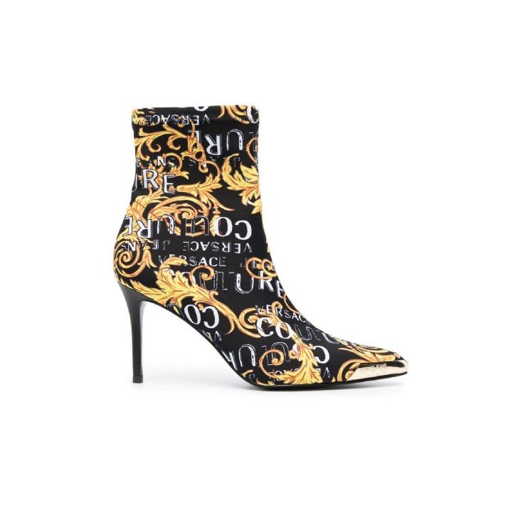 Versace Jeans Couture Stivaletto da Donna Nero con tacco alto