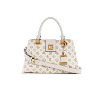 Guess Borsa a mano Crema con stampa logo All Over con tracolla regolabile, estraibile e logo in metallo 