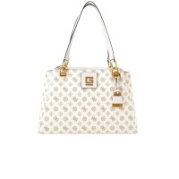 Guess Borsa a spalla crema con stampa logo All Over e logo in metallo
