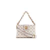 Guess Borsa a mano Small Crema con stampa logo All Over e tracolla regolabile, estraibile 