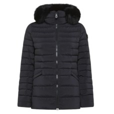 PEUTEREY TURMALET ML 05 FUR GIUBBOTTO CORTO NERO SLIM CON CAPPUCCIO E PELLICCIA DA DONNA 