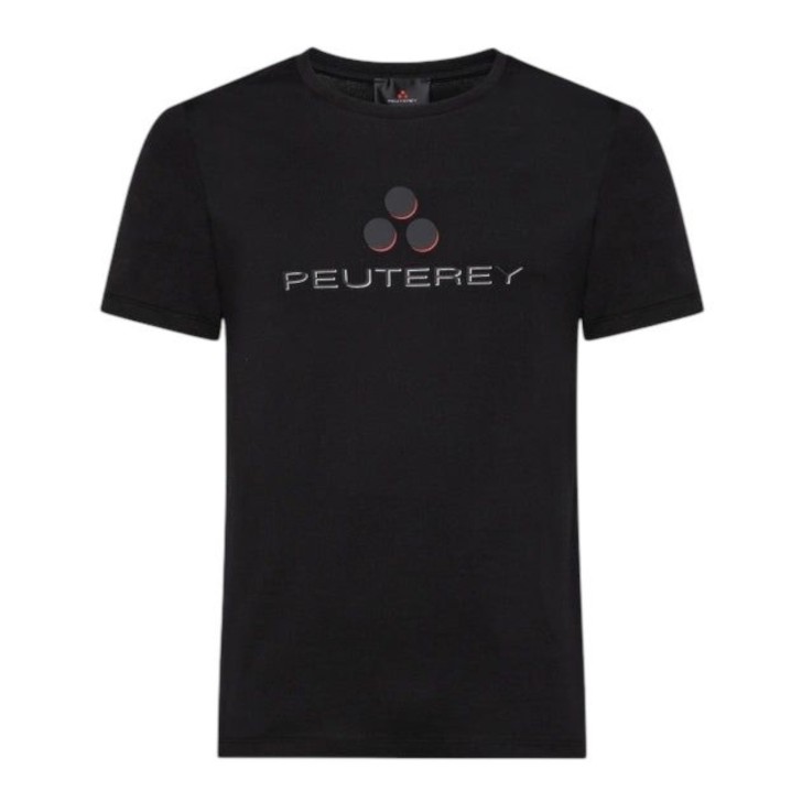 Peuterey T-Shirt nera in cotone a manica corta con logo lettering 