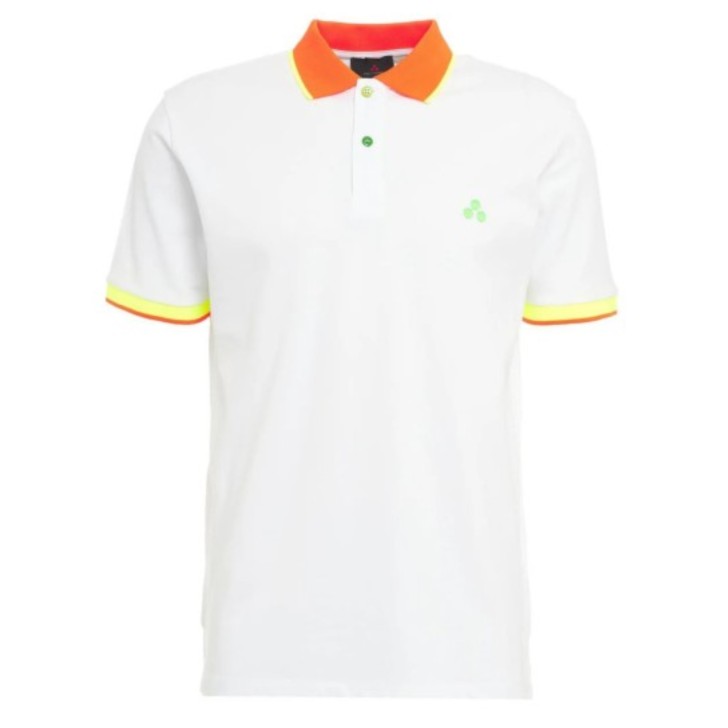 Peuterey Polo Bianca in cotone a manica corta con colletto alto classico